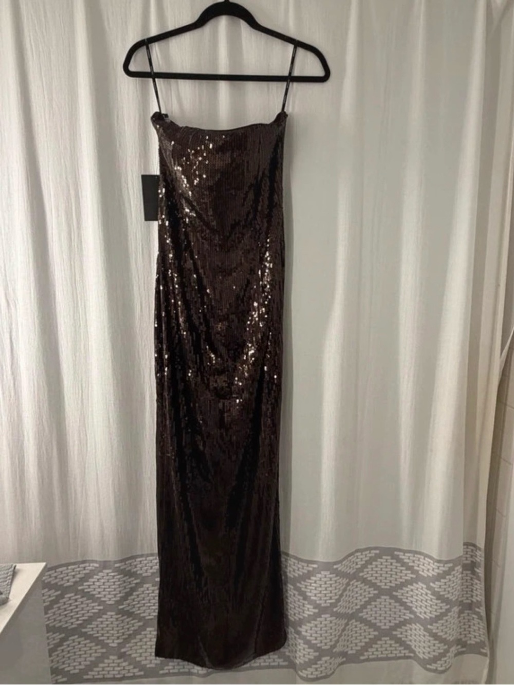 Retrofête NY Ember Strapless Brown Sequin Evening Dress size s